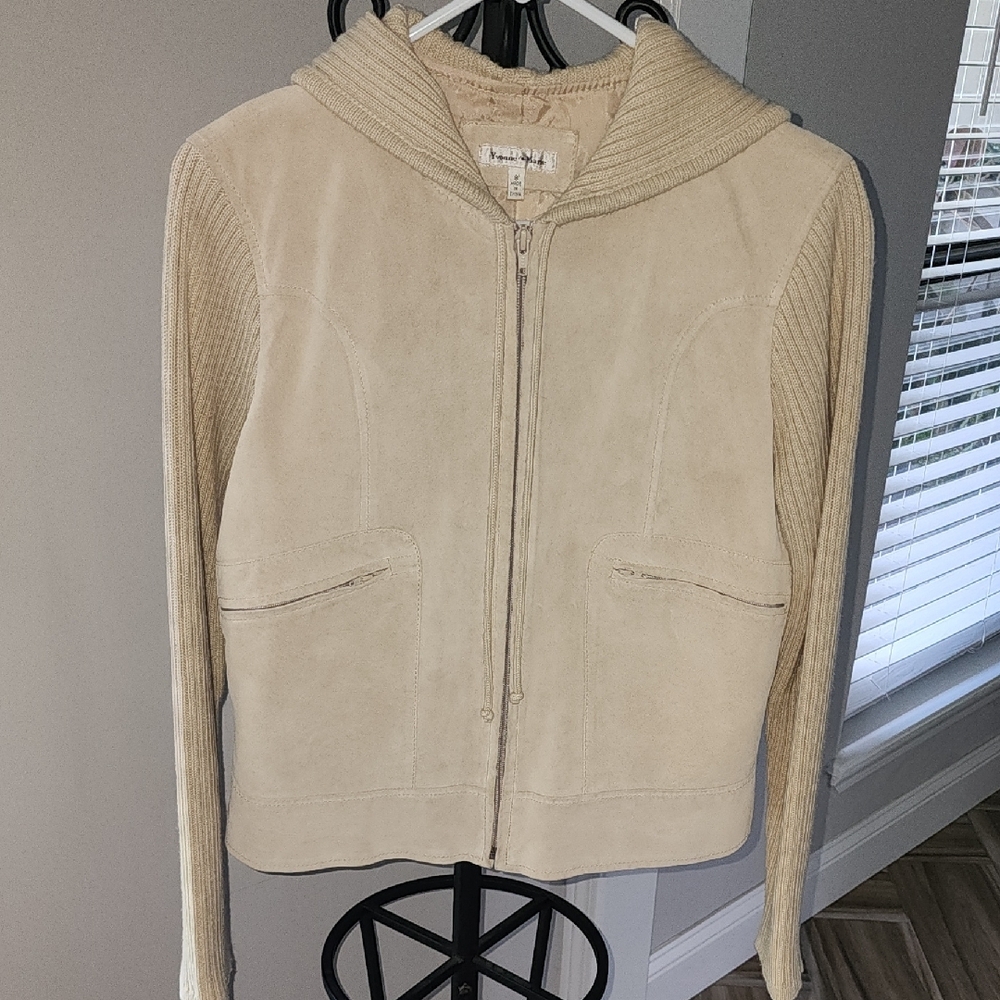 Cream Utility Jacket with Relaxed Fit and Collar
